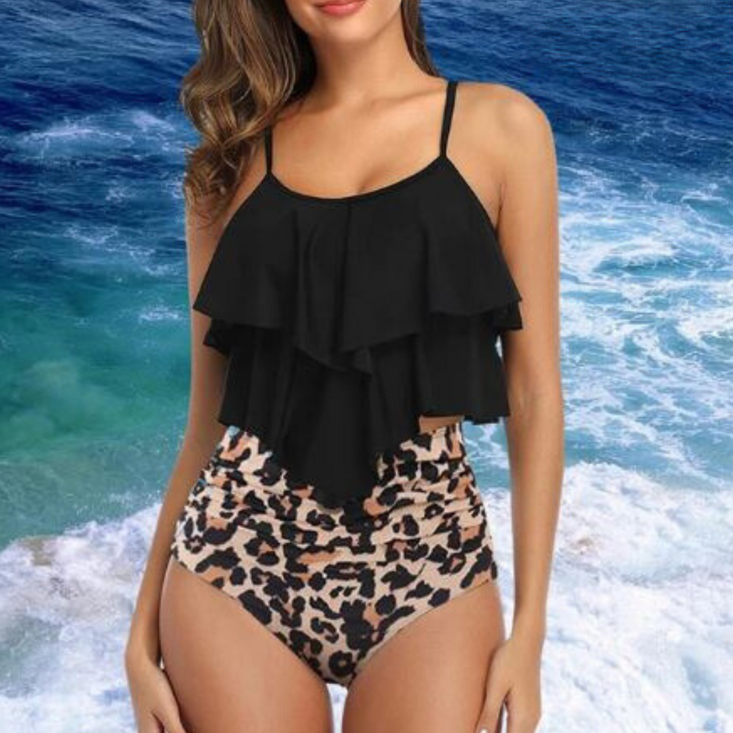 Cressida - Débardeur à volants et bikini taille haute - Ensemble tankini 2 pièces