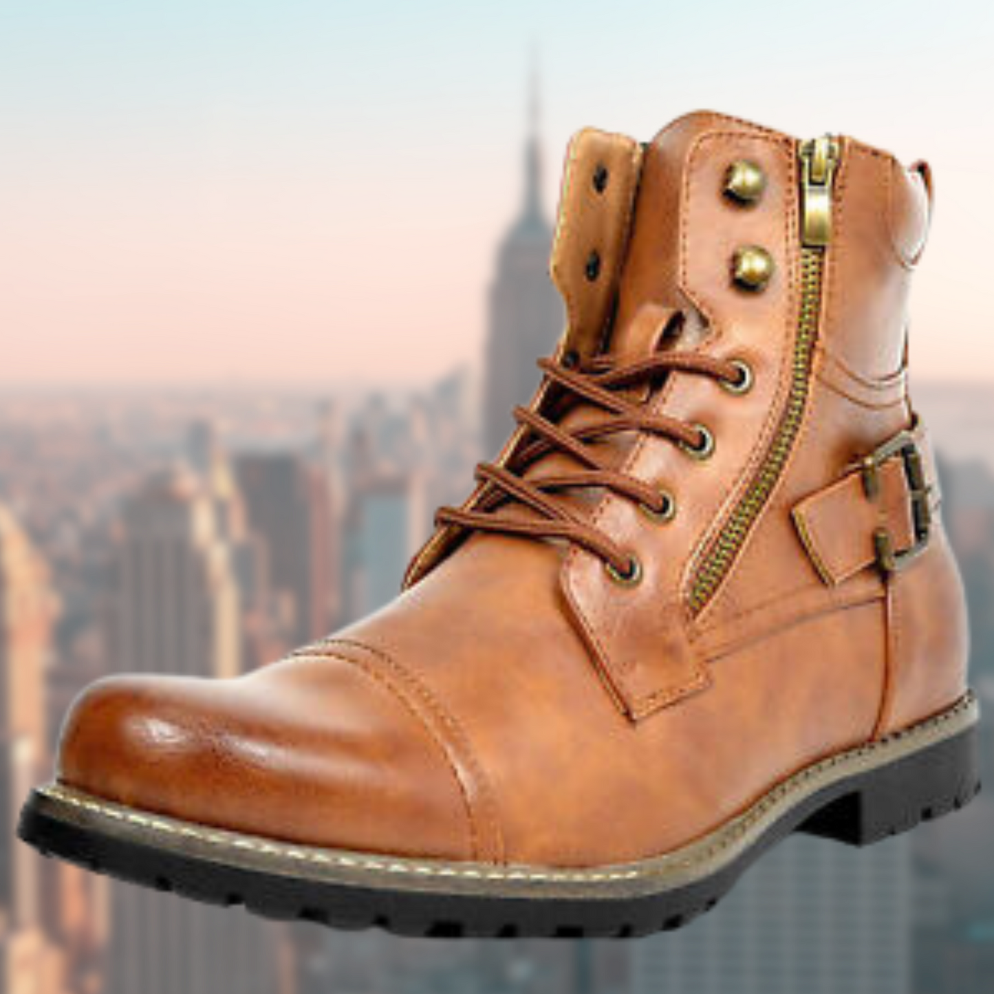 Chester - Bottes moto en cuir pour homme