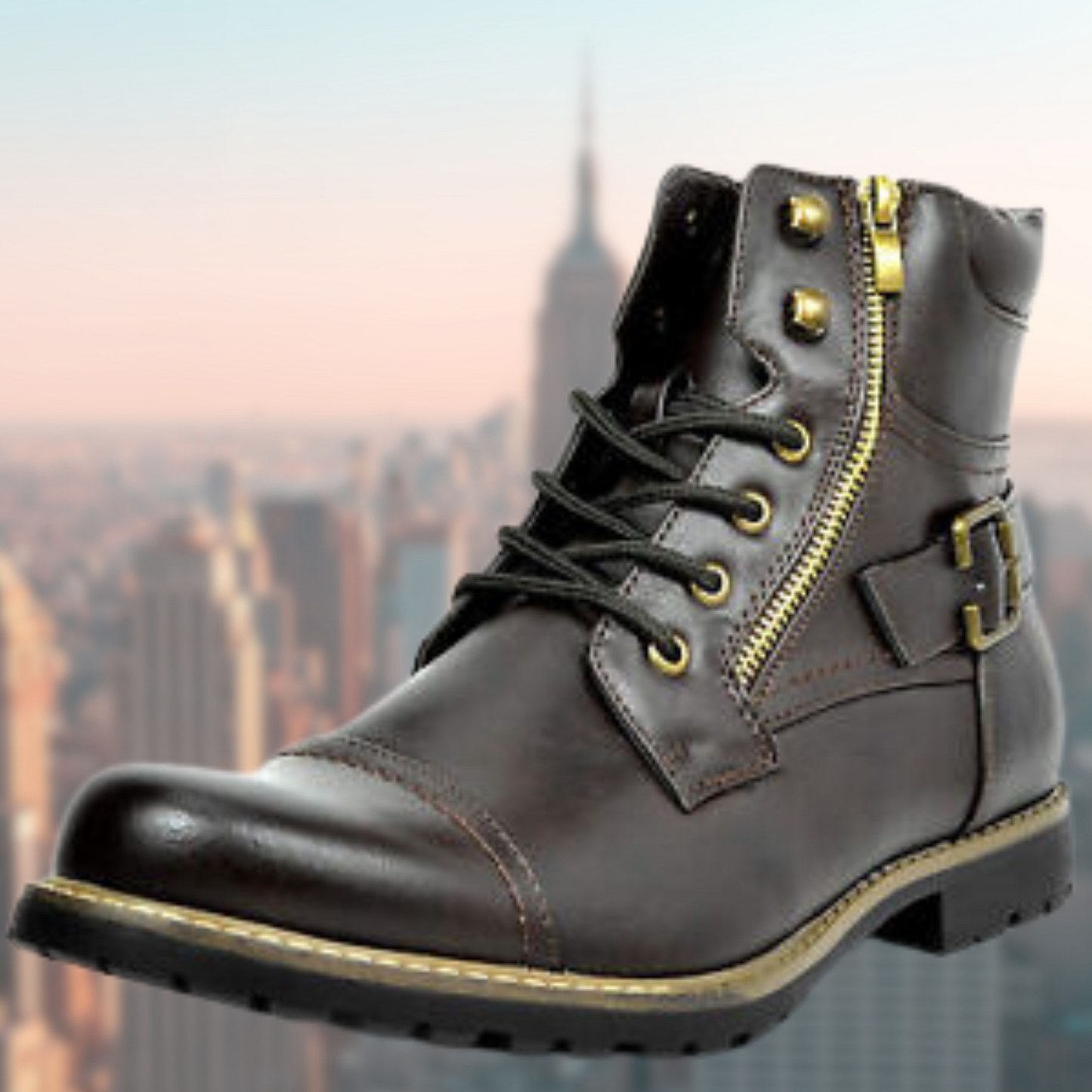 Chester - Bottes moto en cuir pour homme