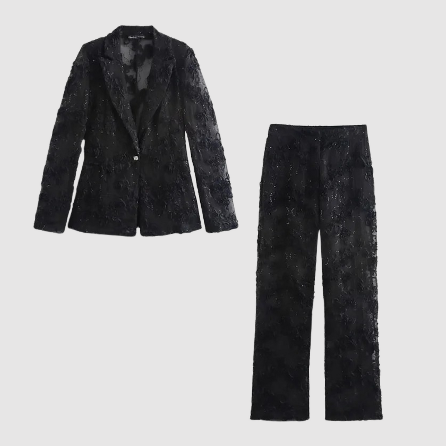 Eliza - Ensemble blazer et pantalon élégant à texture florale