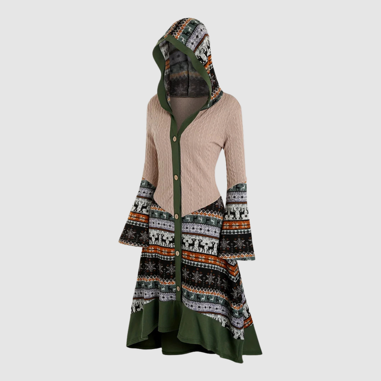 Betty - Knitted dress with hood and elk print