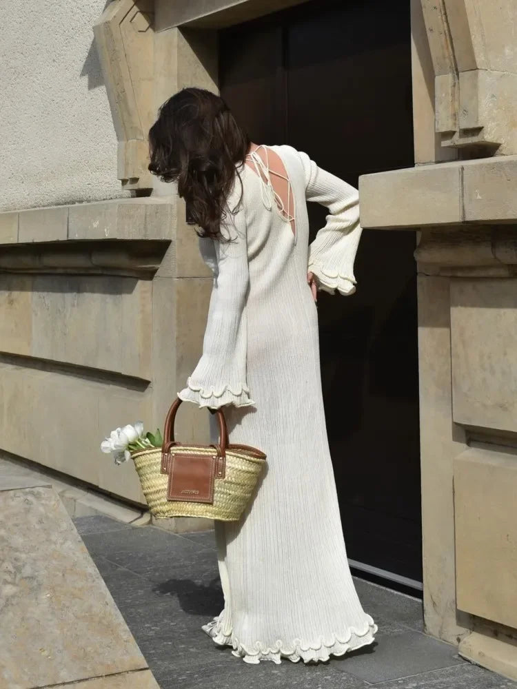 Laura - Knitted maxi dresses with ruffles