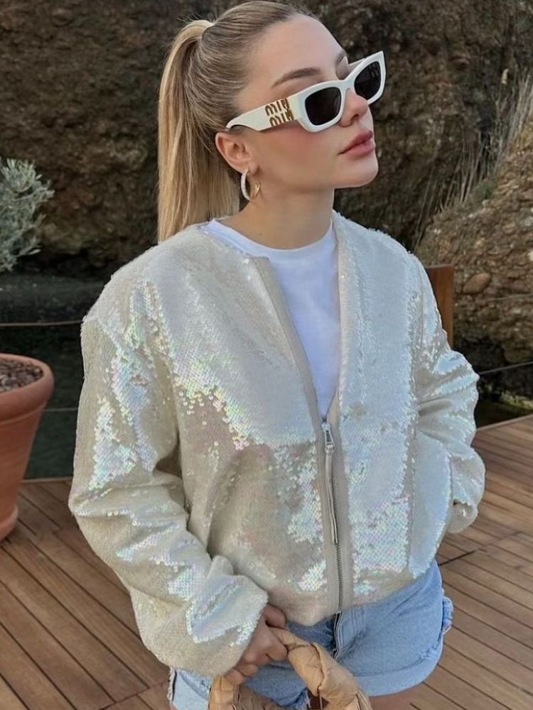 Glitter bomber jacket