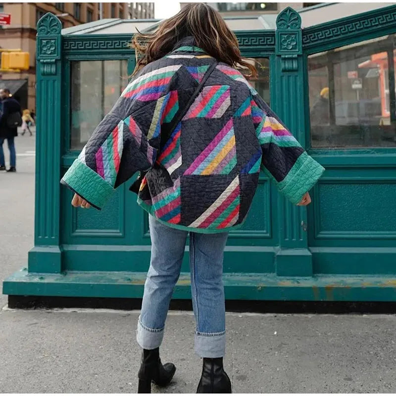 Serenity - doorgestikt kimono vest met regenboogstrepen