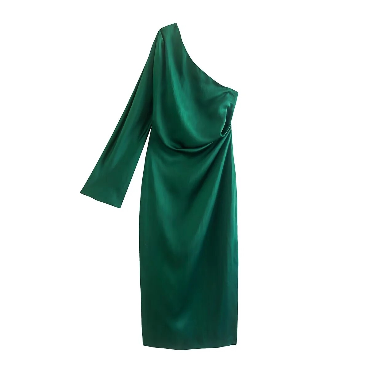 One shoulder satin dress