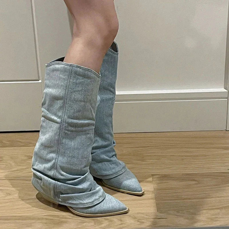 Polly - Bottes en jean au genou