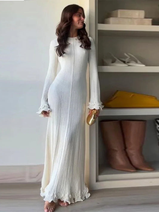 Laura - Knitted maxi dresses with ruffles