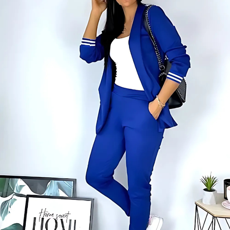 Donna - Blazer rayé et pantalon à cordon pour femme