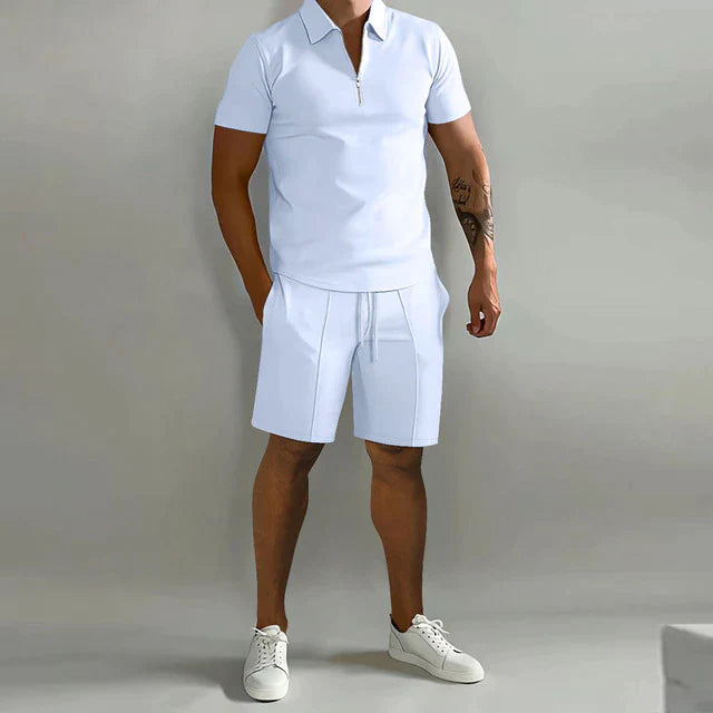 Ensemble deux pièces Lorenzo | Ensemble polo et short de luxe pour homme pour l'été