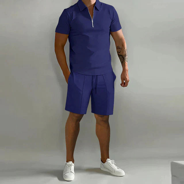 Ensemble deux pièces Lorenzo | Ensemble polo et short de luxe pour homme pour l'été