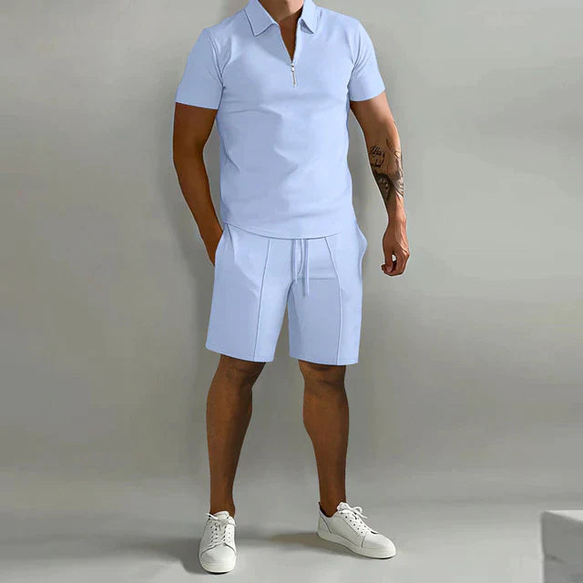 Ensemble deux pièces Lorenzo | Ensemble polo et short de luxe pour homme pour l'été