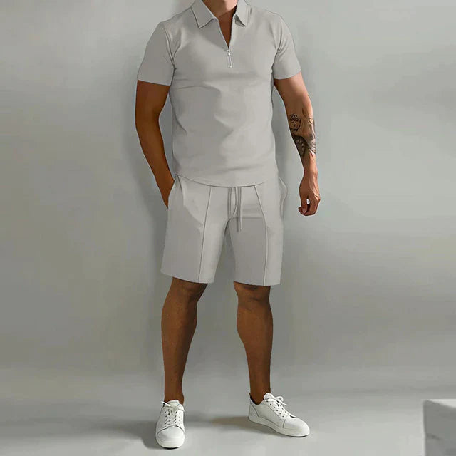 Ensemble deux pièces Lorenzo | Ensemble polo et short de luxe pour homme pour l'été