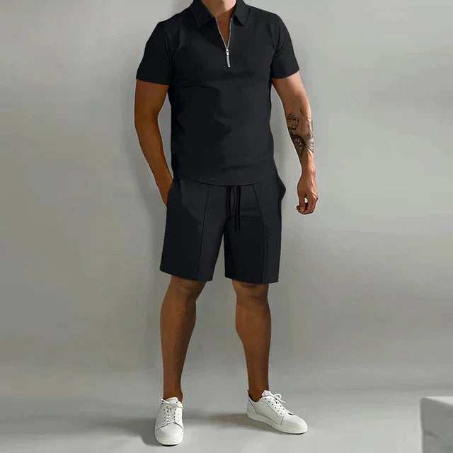 Ensemble deux pièces Lorenzo | Ensemble polo et short de luxe pour homme pour l'été