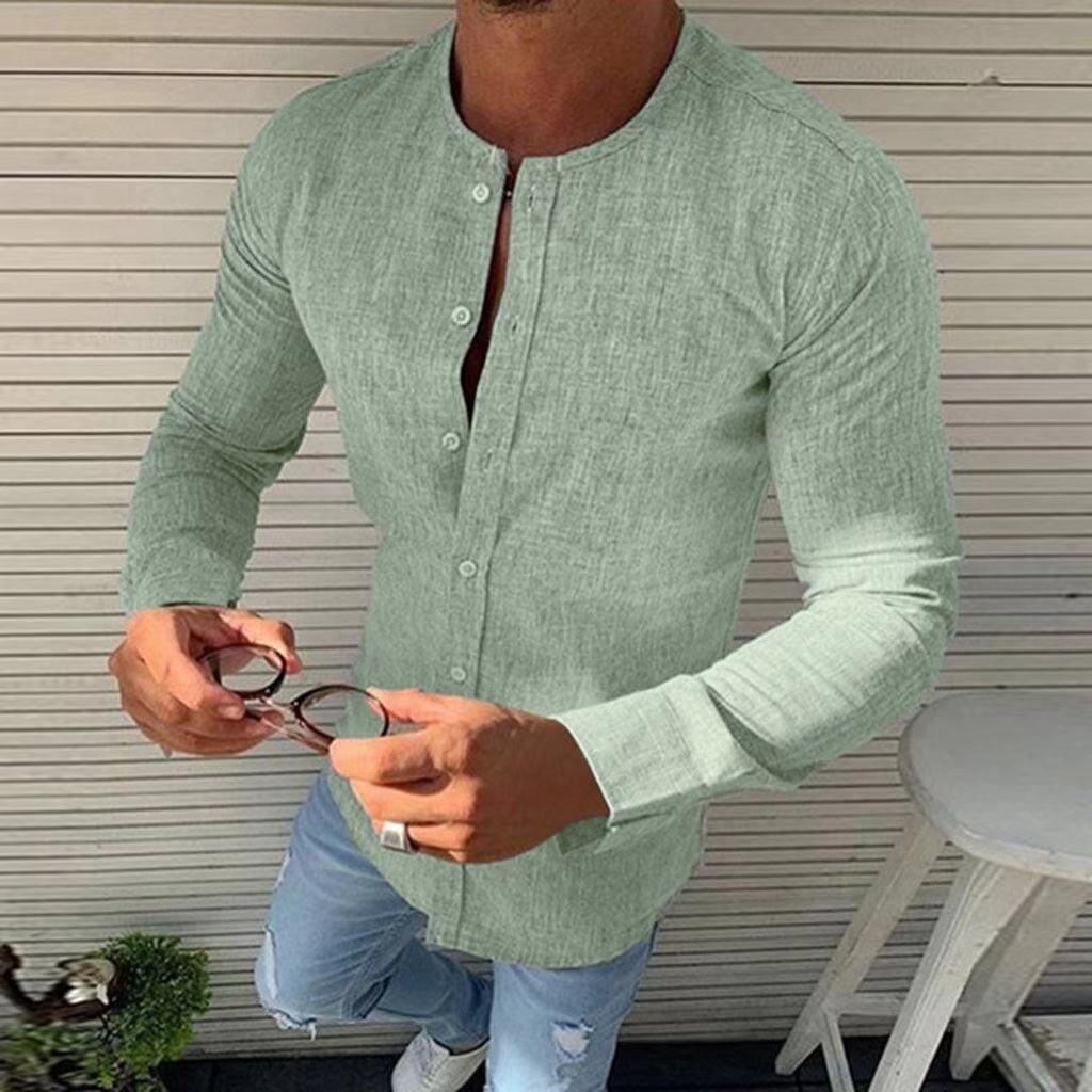 Chemise élégante en coton à manches longues pour homme