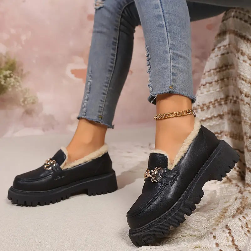 Anita - Stylish cotton chain loafers for women