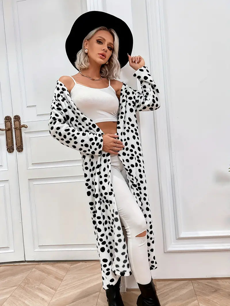 Clara - Dalmatiër Print Midi Lengte Cardigan