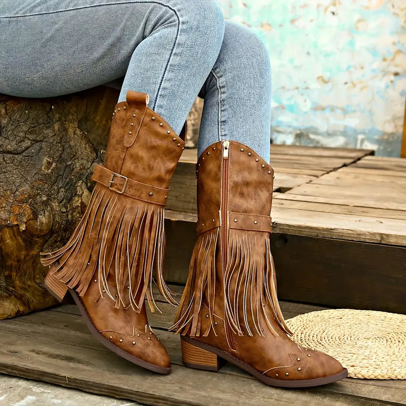 Celeste - Bottines pour femme à talons épais et à pampilles