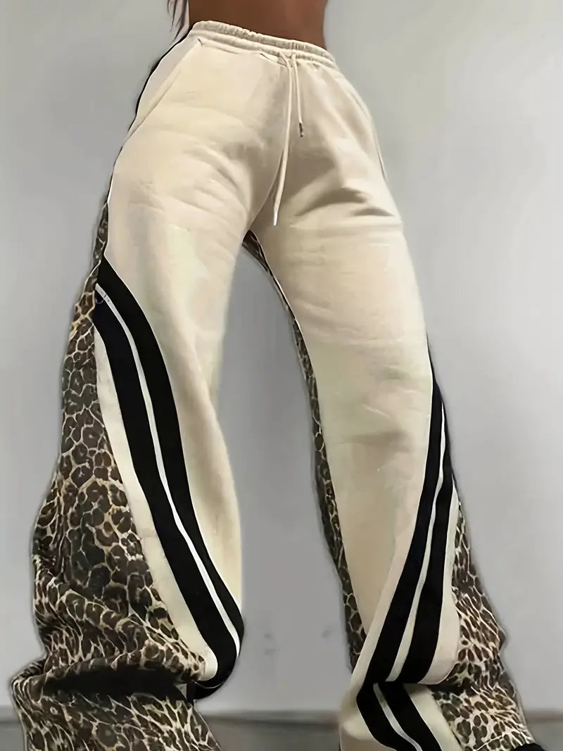 Beverly - Leopard Print Fleece Lined Women's Trousers