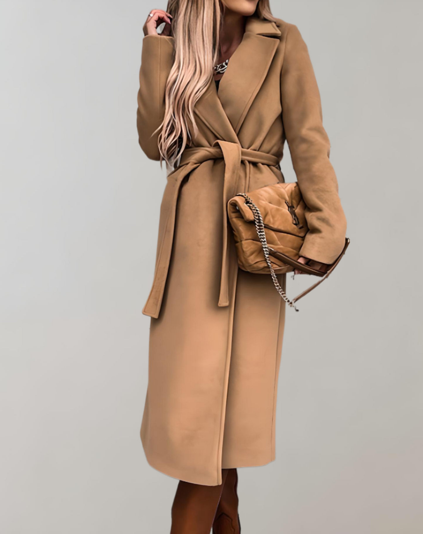 Anna - Manteau Long D'Automne Pour Femme Avec Veste Ceinturée