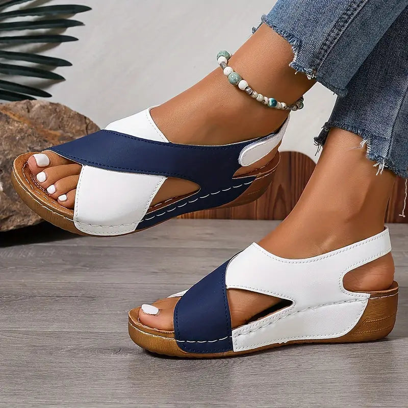 Mabel - Women's sandals with contrasting wedge heel