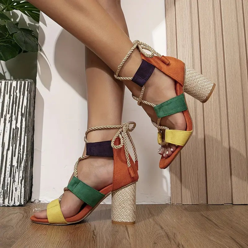 Margaret - Sandales à talons colorblock pour femmes