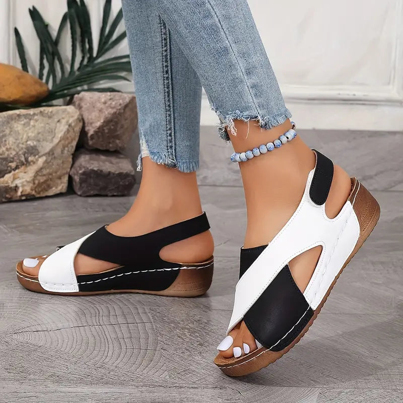 Mabel - Women's sandals with contrasting wedge heel