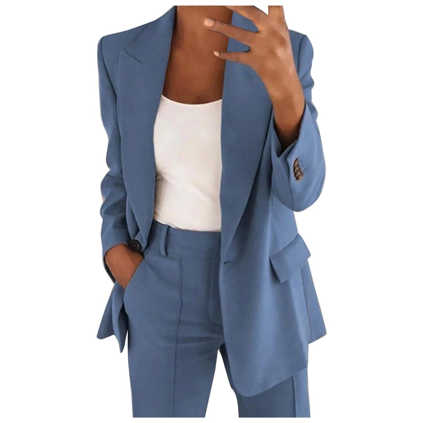 Ensemble de costume pour femme avec blazer et pantalon de couleur unie - MiraSet