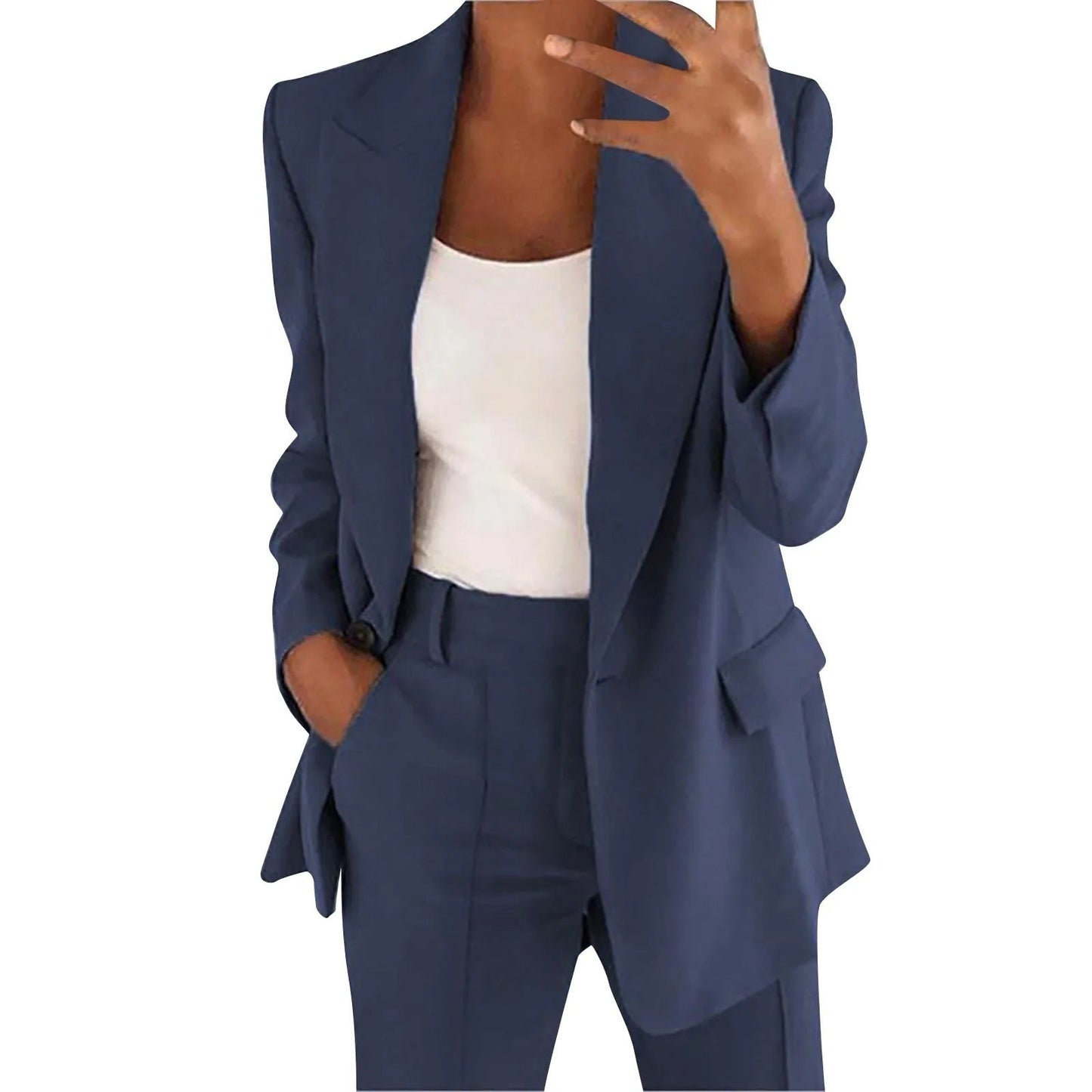 Ensemble de costume pour femme avec blazer et pantalon de couleur unie - MiraSet