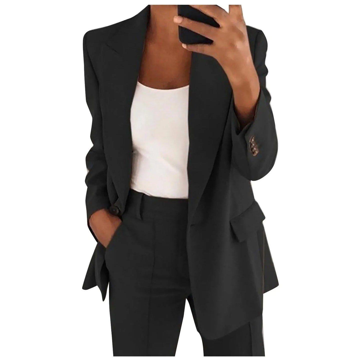 Ensemble de costume pour femme avec blazer et pantalon de couleur unie - MiraSet