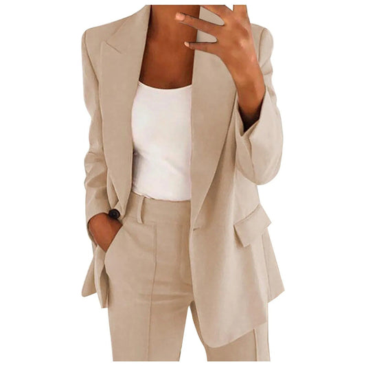 Dames Pak Set met Blazer en Pantalon in Effen Kleur - MiraSet