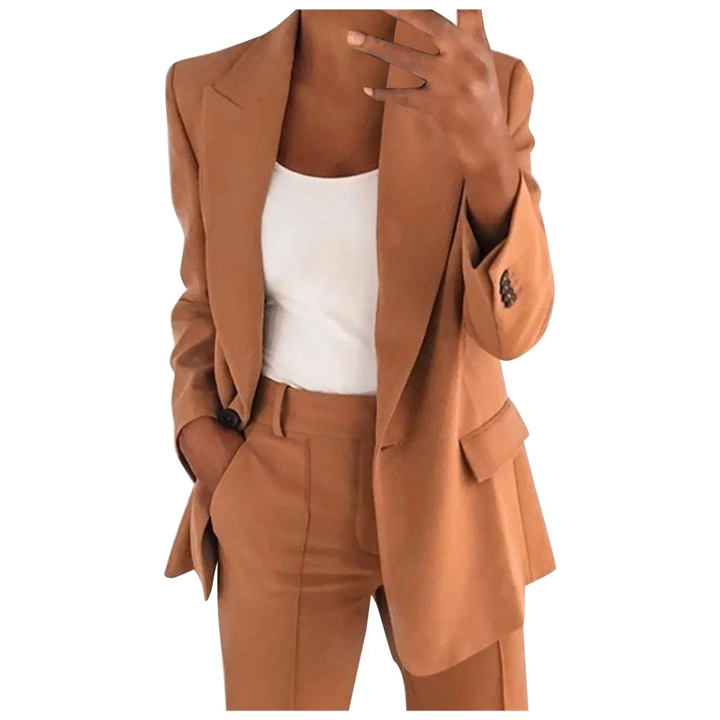 Ensemble de costume pour femme avec blazer et pantalon de couleur unie - MiraSet