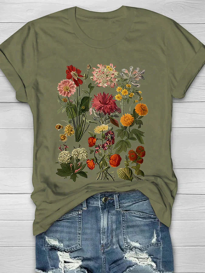 Lorelei - Vintage dames t-shirt met bloemenprint