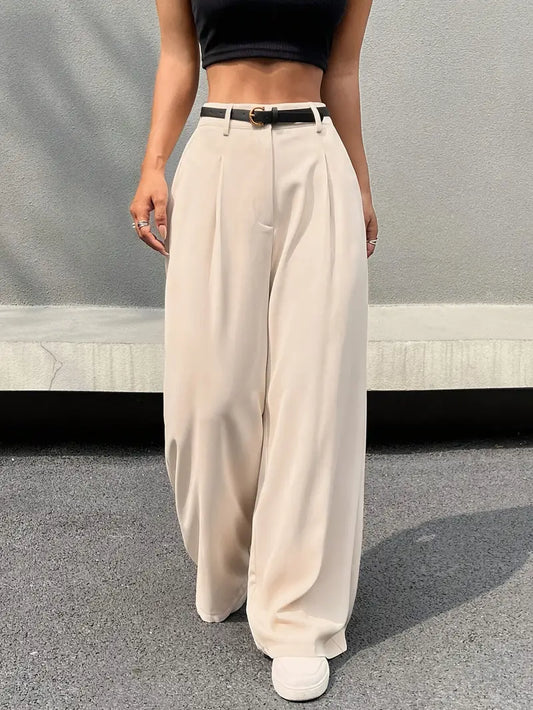 Doris - Women's trousers with pleated wide legs and high waist