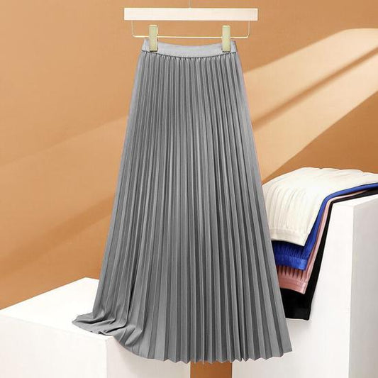 Dahlia - High Waist Elastic Pleated Maxi Skirt