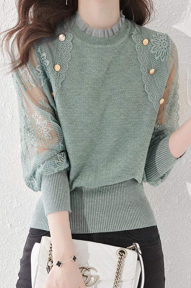 Florence - Women's sweater with lace sleeves