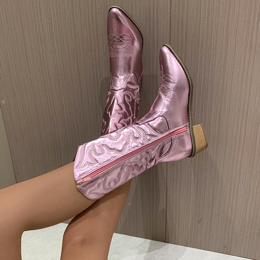 Gracie - elegant metallic cowboy boots