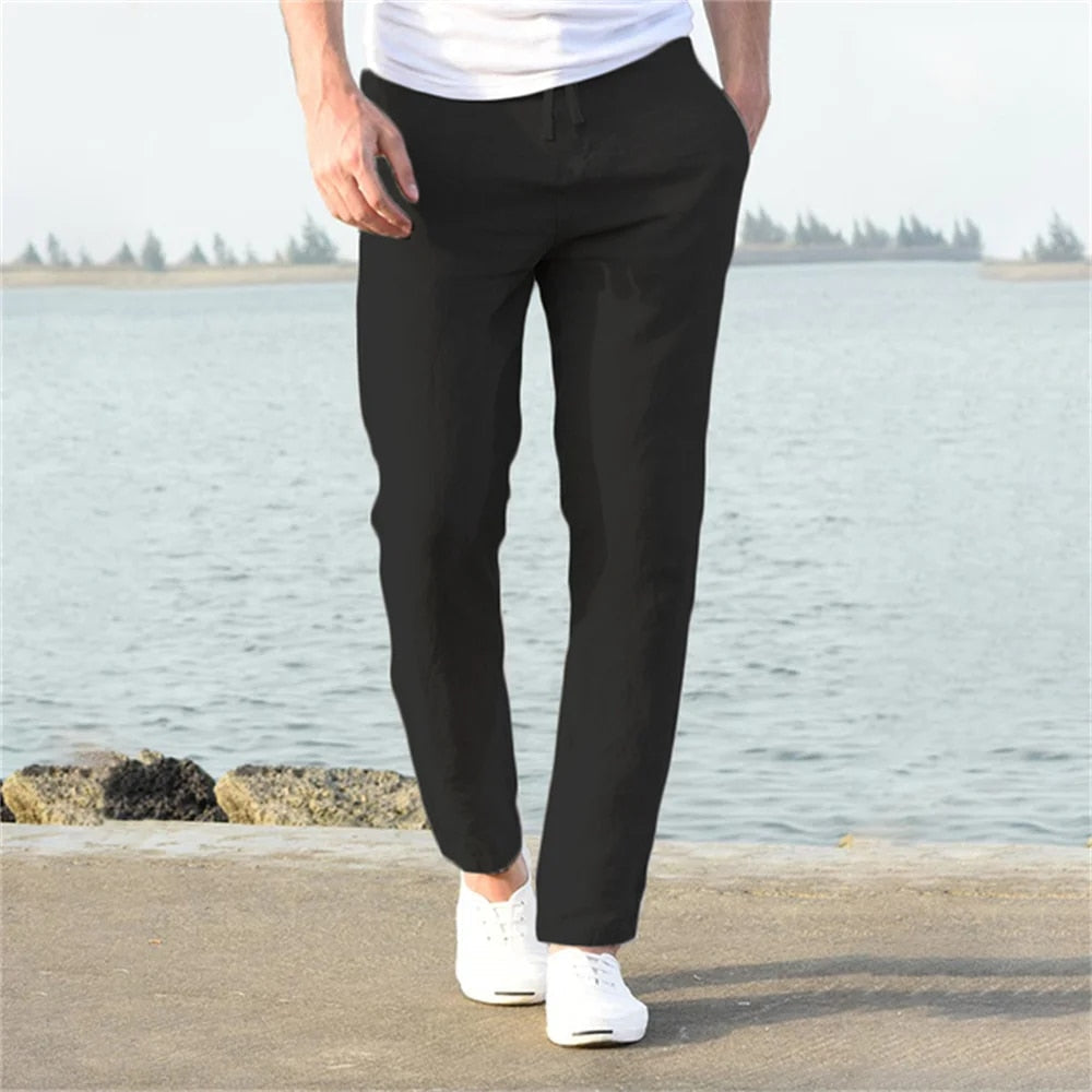 Angelo - Pantalon d'été respirant avec taille élastique pour homme