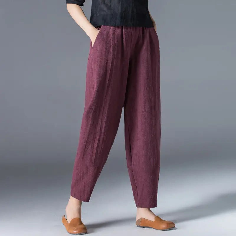 Marlele - Pantalon Bloomers en coton et chanvre pour femme