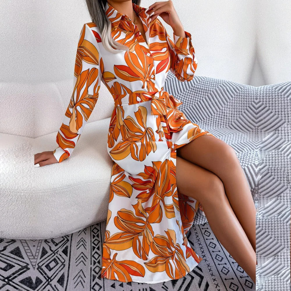 Louisa - Floral Shirt Dress with Belt