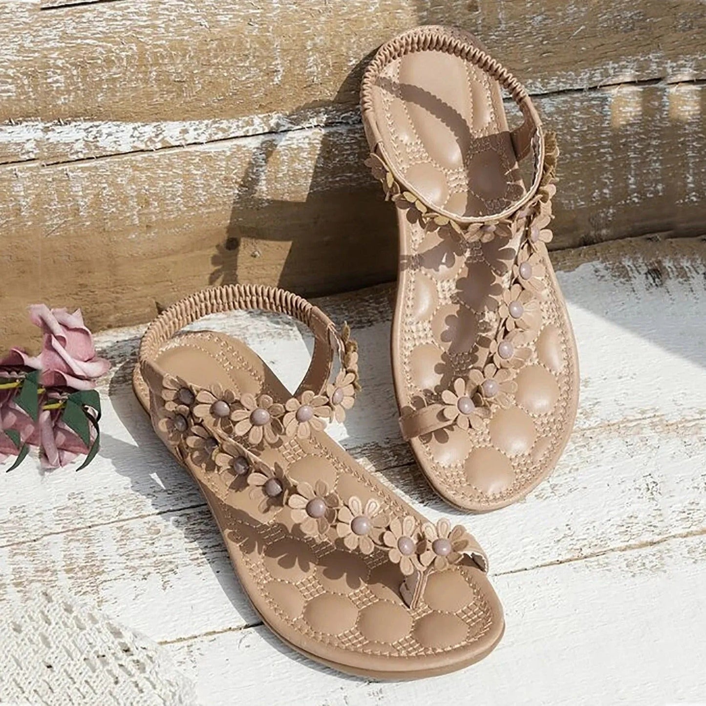 Maxine - Platte zomer bloem sandalen