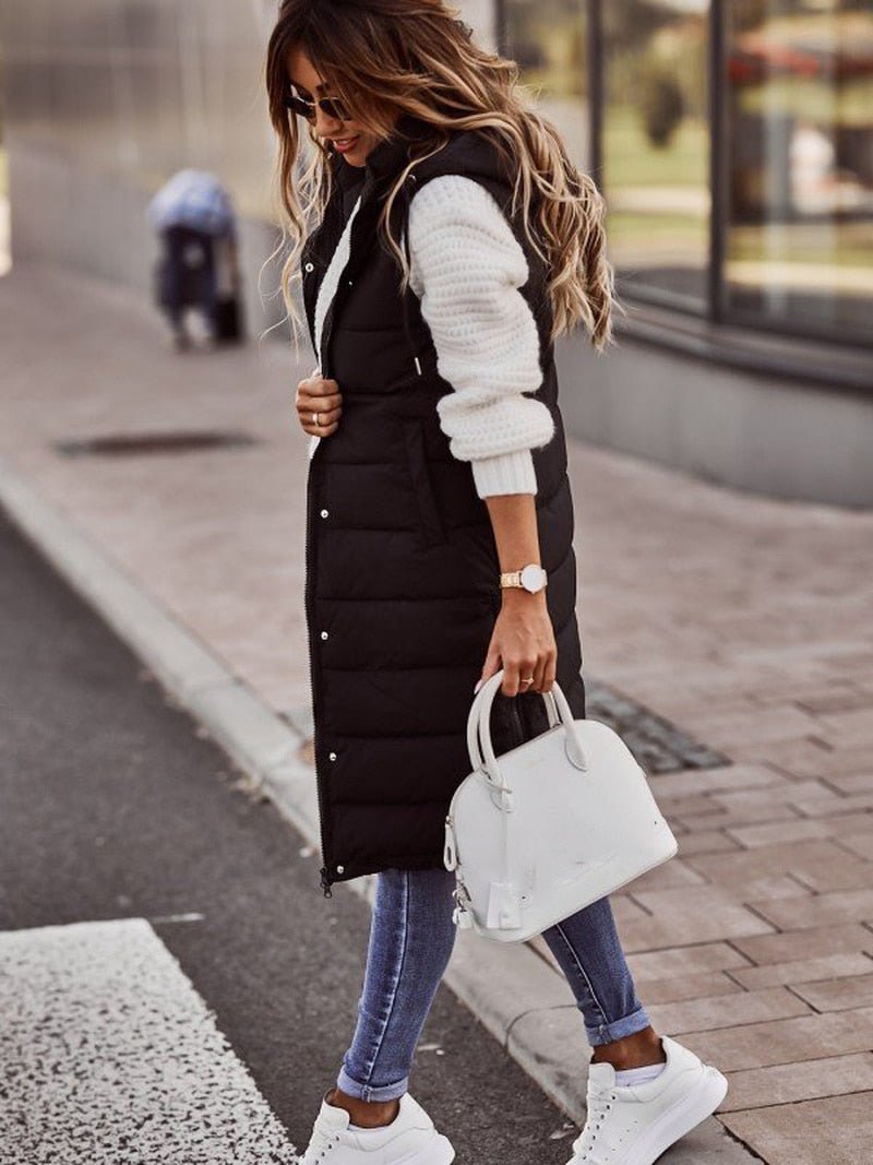 Knee-length quilted vest - Eka