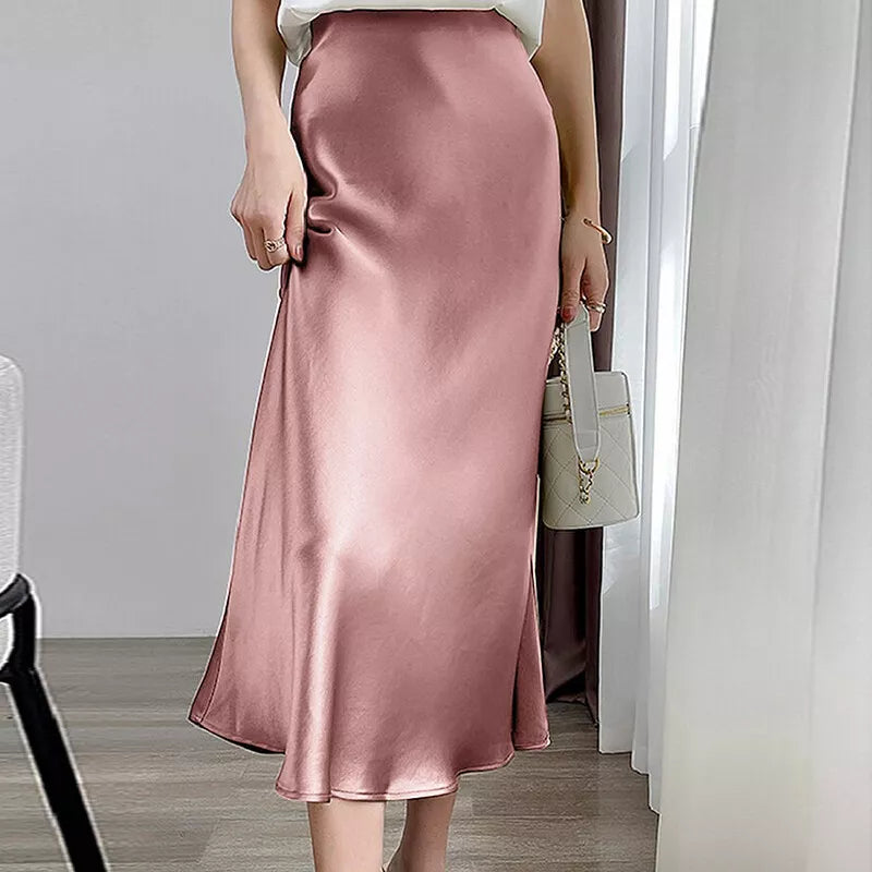 Elaine - Satin A-line High Waist Skirt