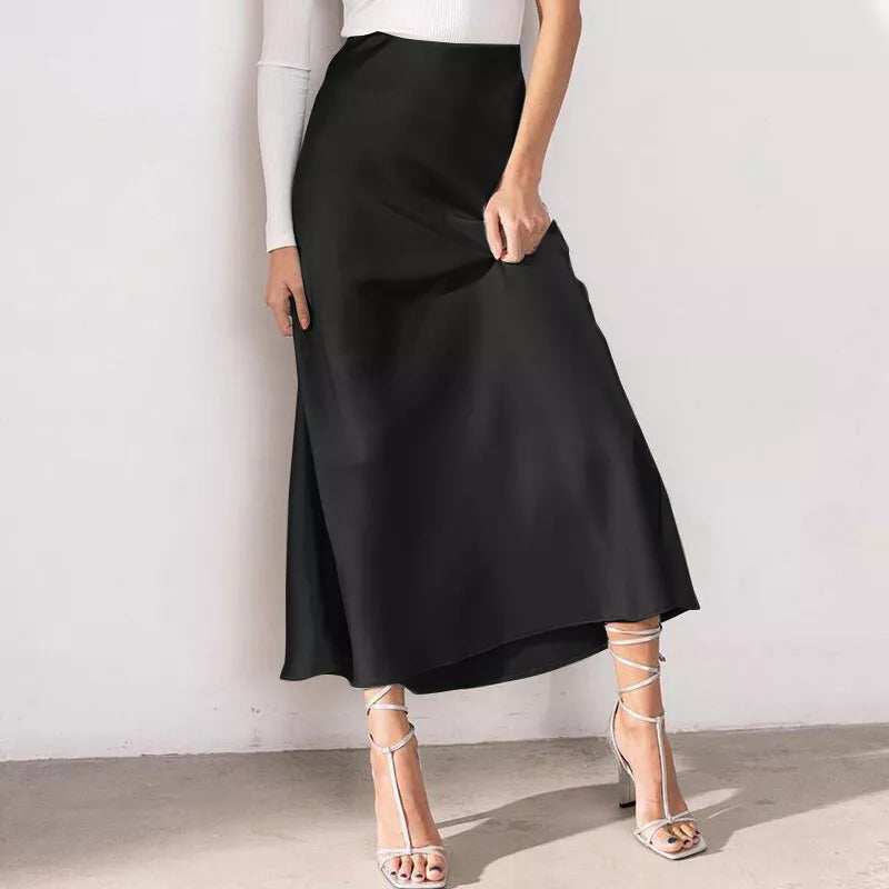 Elaine - Satin A-line High Waist Skirt