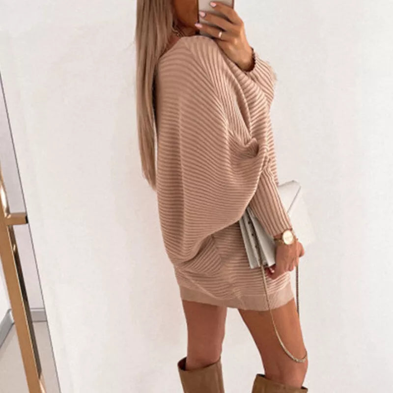 Amy - Knitted Long Sleeve Mini Dress