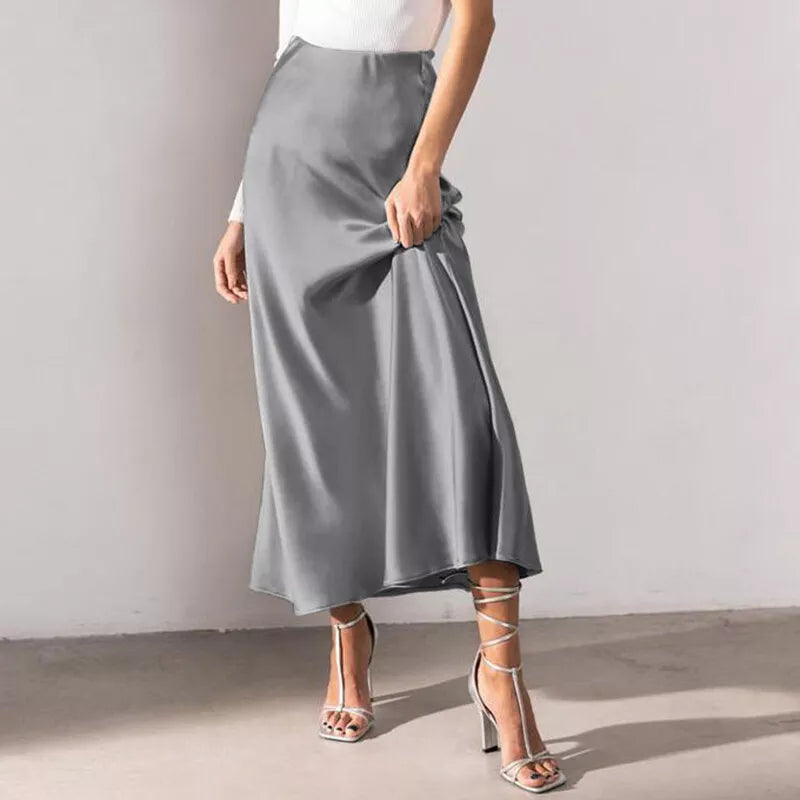 Elaine - Satin A-line High Waist Skirt