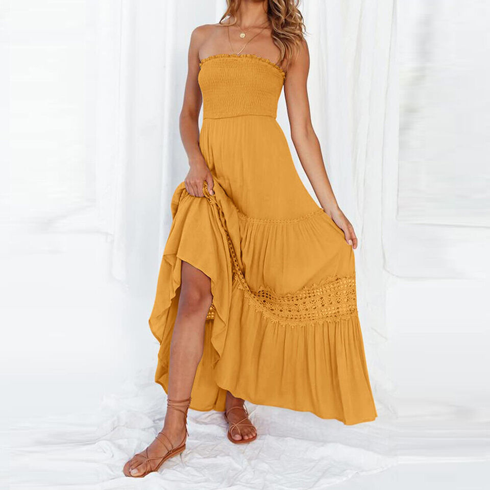 Celeste - Summery off-the-shoulder dress with lace trim