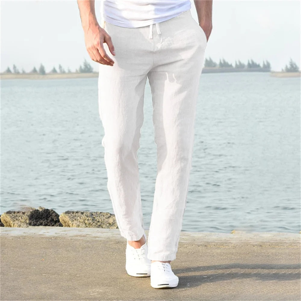 Angelo - Pantalon d'été respirant avec taille élastique pour homme