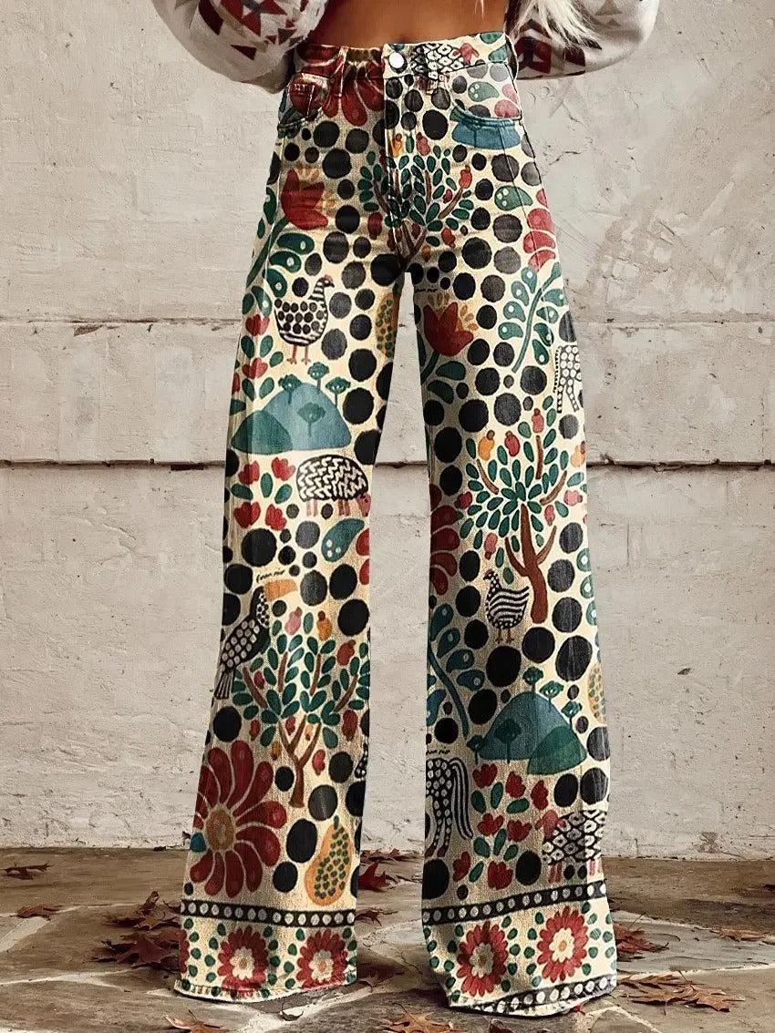 Edie - Retro broek met wijde pijpen