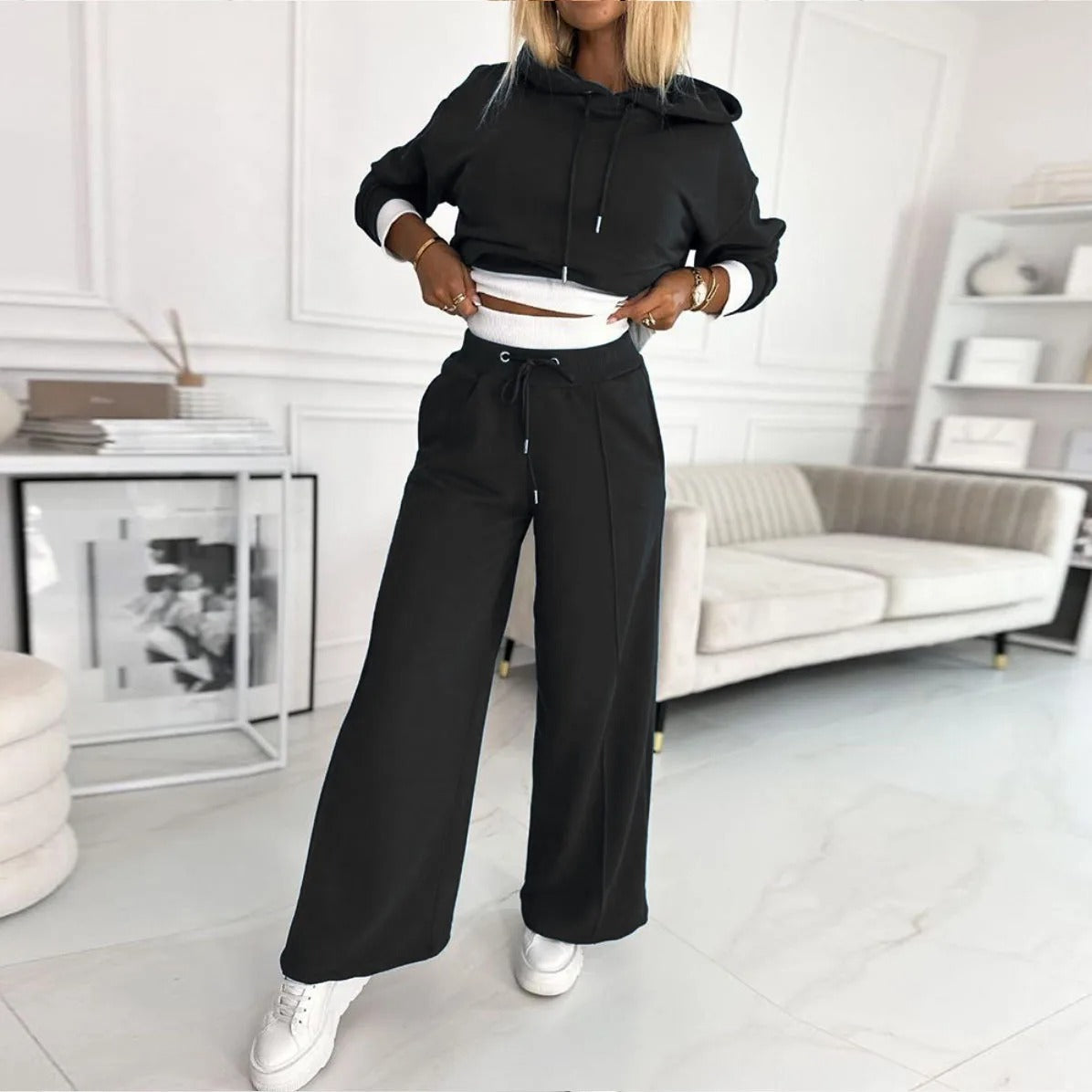 Athena - Two-piece long sleeve top and drawstring pants