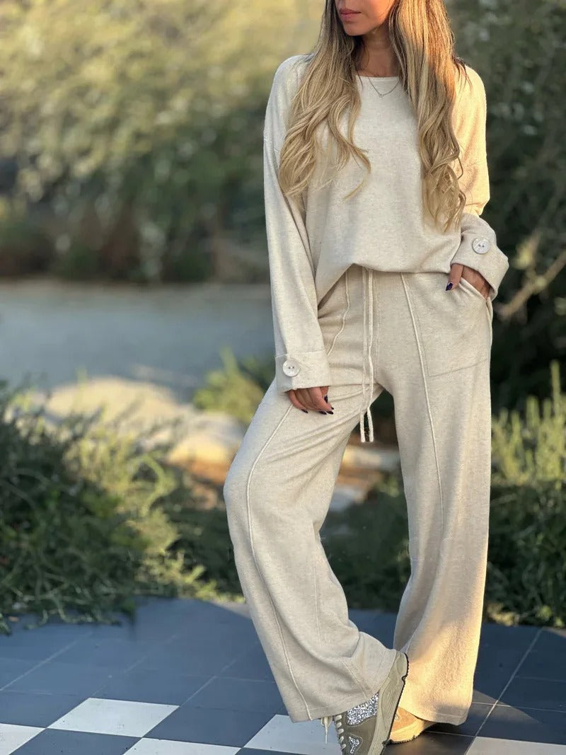 Lorraine - Long sleeve top and wide leg pants